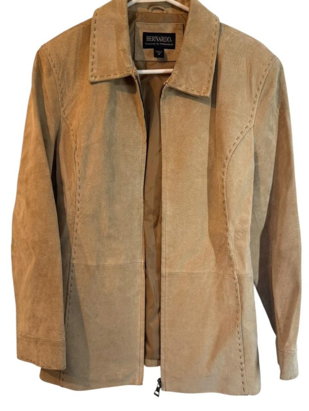 Bernardo for Nordstrom Vintage Tan Suede Whipstitched Jacket, Size Medium